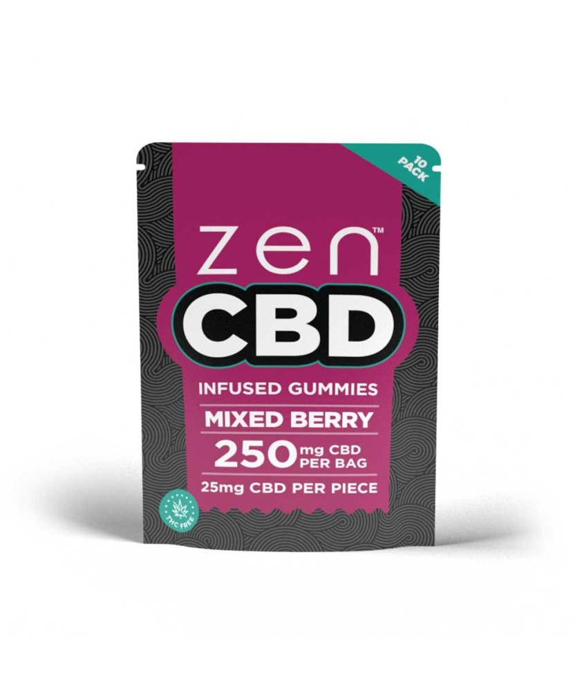 ZenCBD Mixed Berry Gummies - 250mg Per Bag ZenCBD Mixed Berry Gummies - 250mg Per Bag