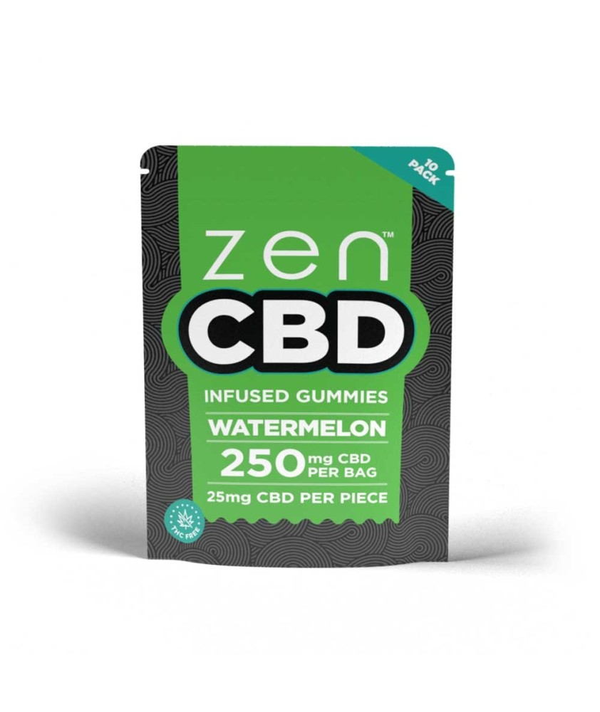 ZenCBD Watermelon Gummies - 250mg Per Bag ZenCBD Watermelon Gummies - 250mg Per Bag