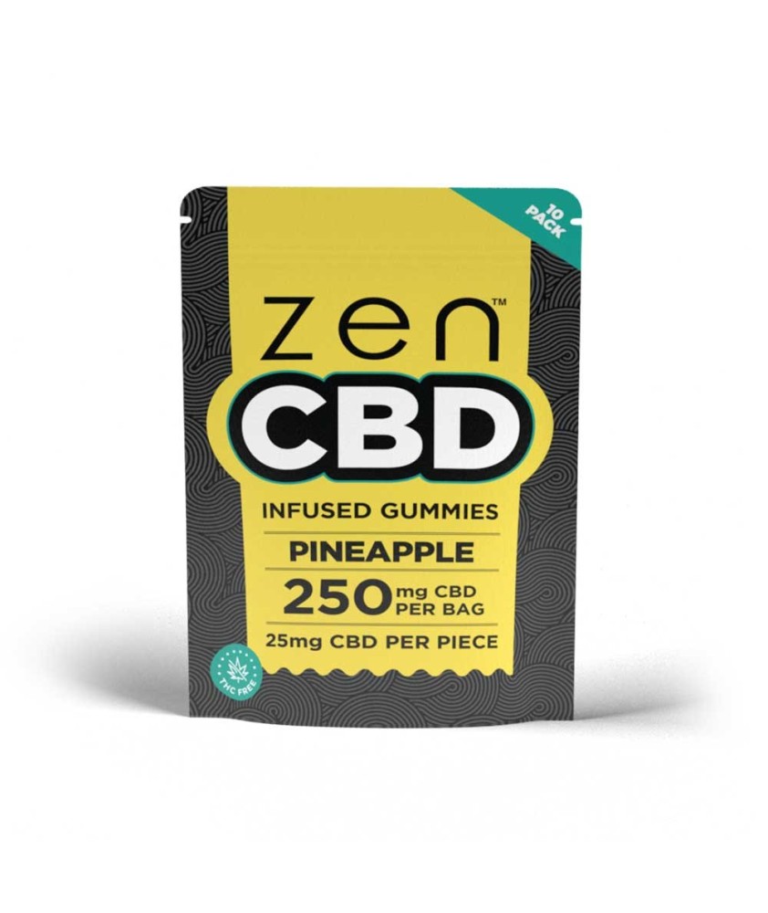 ZenCBD Pineapple Gummies - 250mg Per Bag ZenCBD Pineapple Gummies - 250mg Per Bag